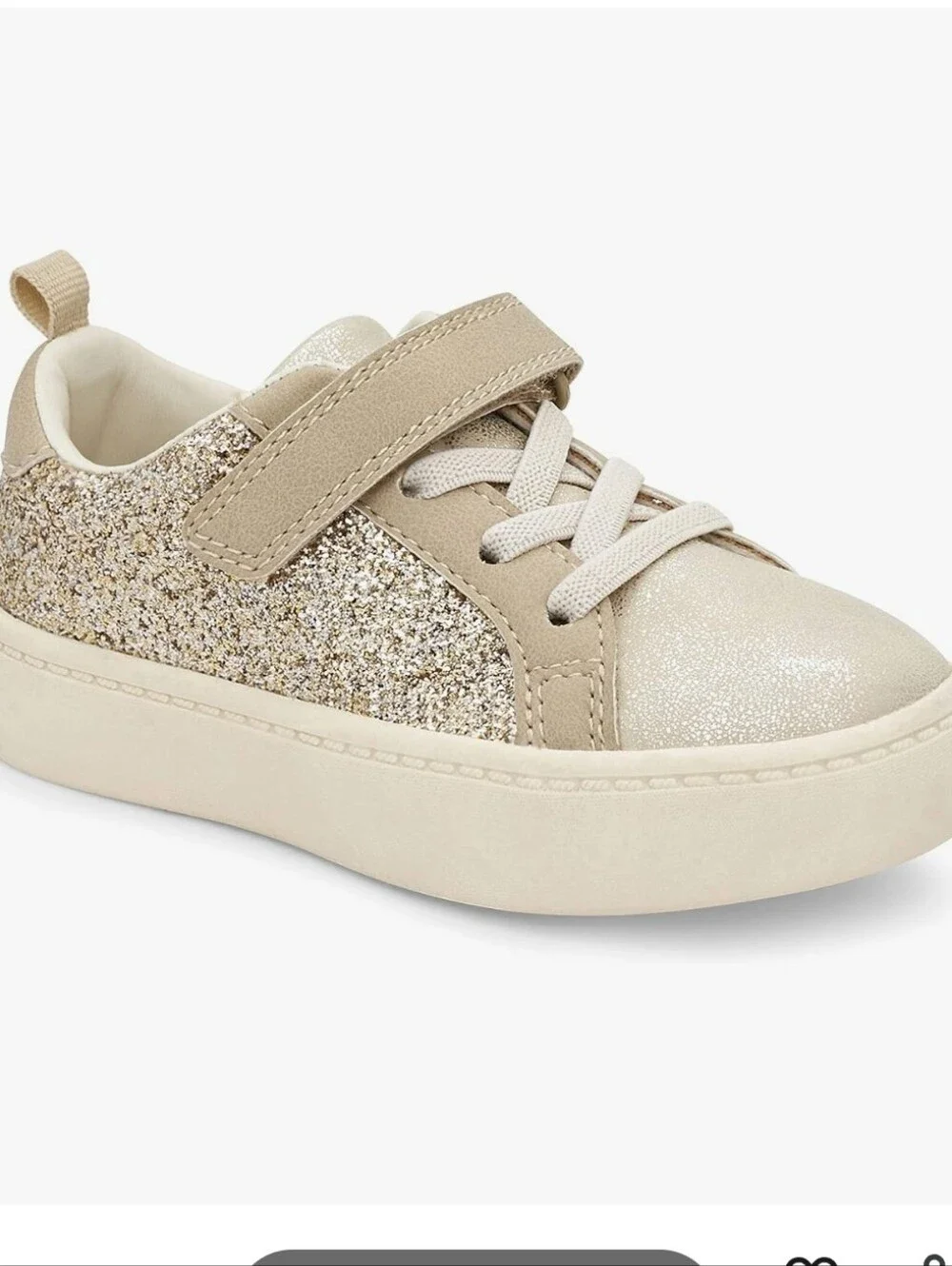 Carter's Girls Glitter Lace-Up Sneaker in Gold and Cream Size 12